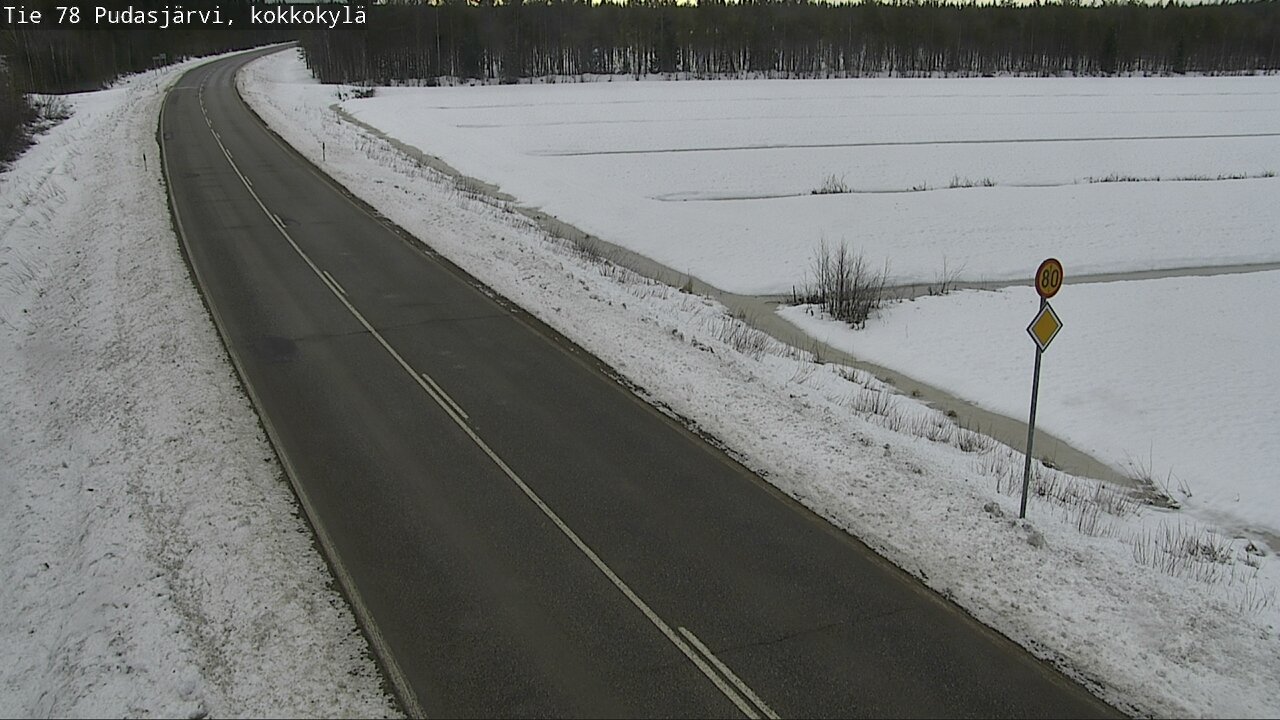 Weather Camera Image Väg 78 Pudasjärvi, Kokkokylä, Pudasjärvi, Pohjois-Pohjanmaa