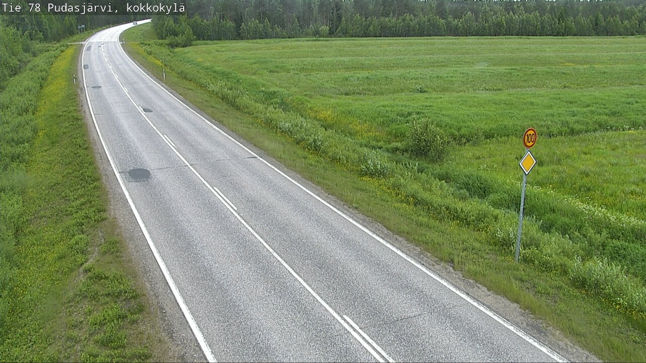 Weather Camera Image Väg 78 Pudasjärvi, Kokkokylä, Pudasjärvi, Pohjois-Pohjanmaa