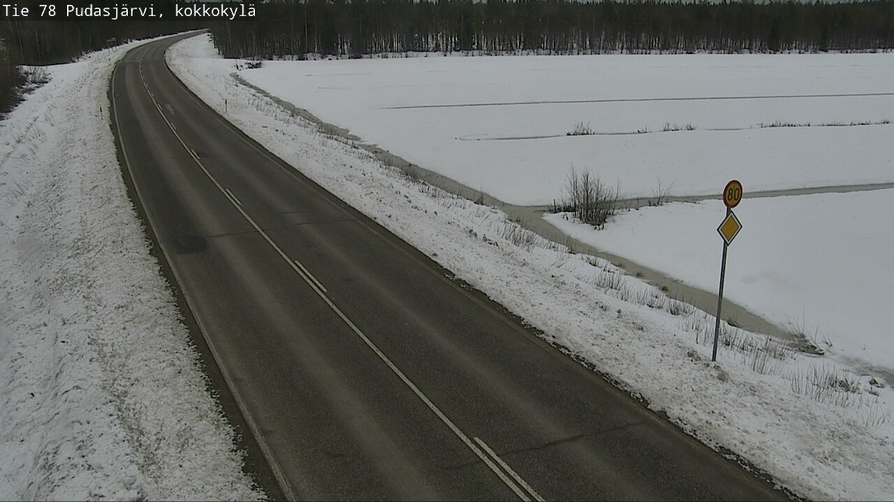 Weather Camera Image Väg 78 Pudasjärvi, Kokkokylä, Pudasjärvi, Pohjois-Pohjanmaa
