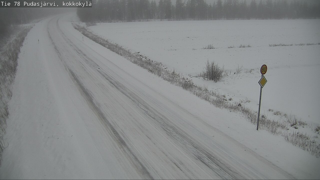 Weather Camera Image Väg 78 Pudasjärvi, Kokkokylä, Pudasjärvi, Pohjois-Pohjanmaa