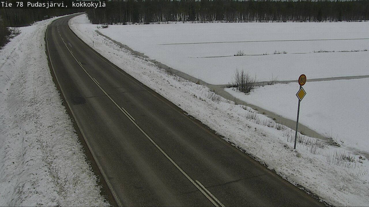 Weather Camera Image Väg 78 Pudasjärvi, Kokkokylä, Pudasjärvi, Pohjois-Pohjanmaa