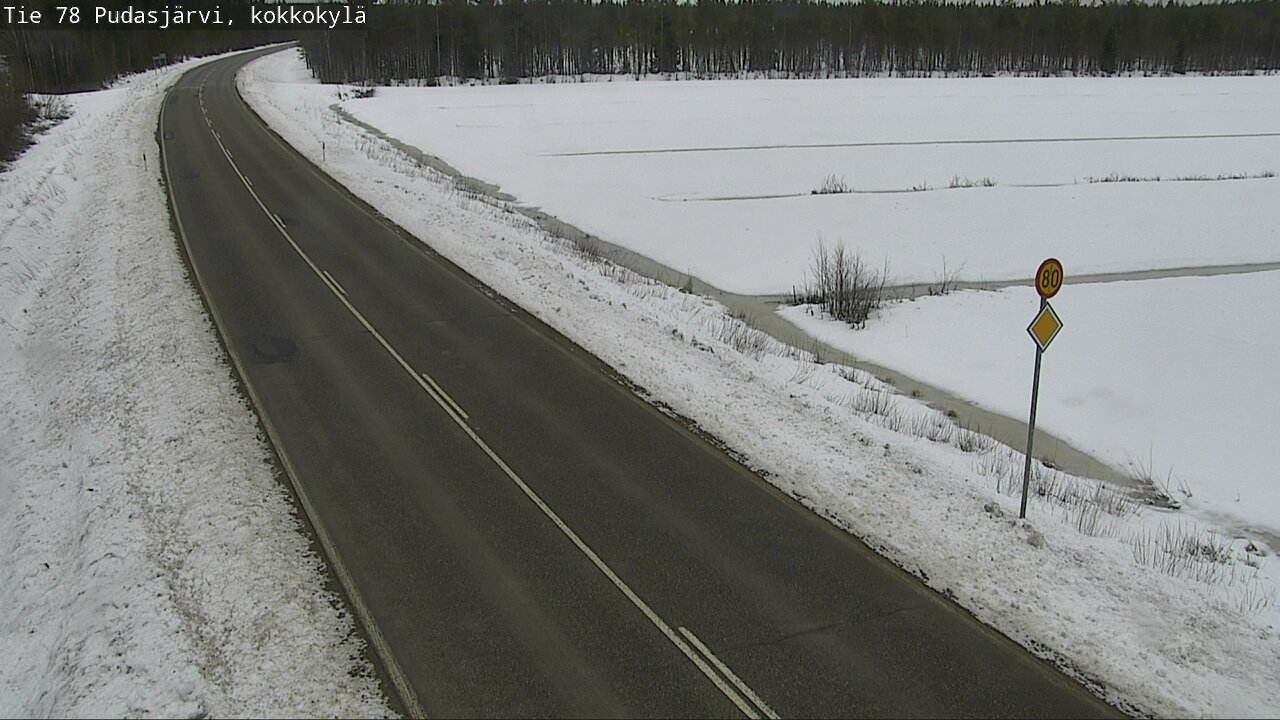 Weather Camera Image Väg 78 Pudasjärvi, Kokkokylä, Pudasjärvi, Pohjois-Pohjanmaa