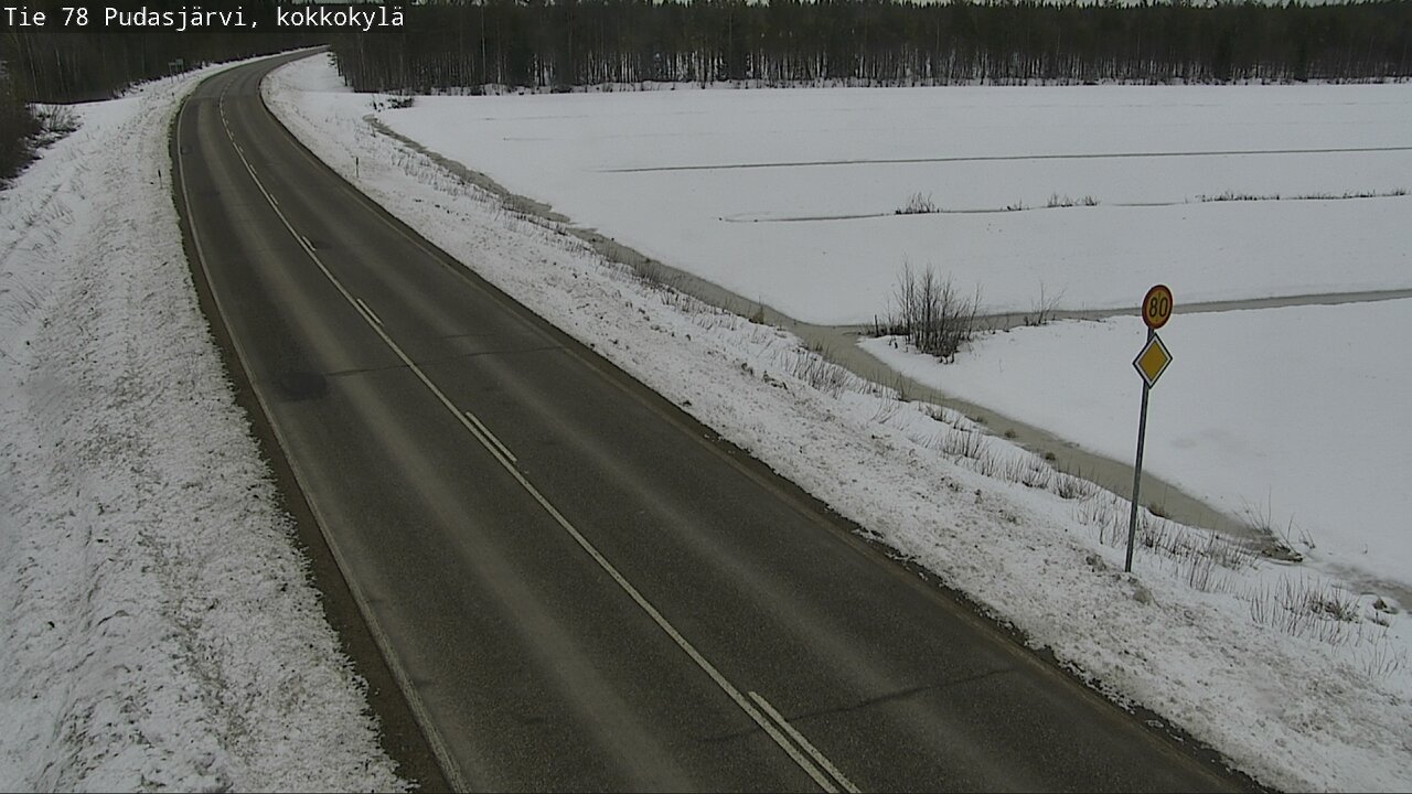 Weather Camera Image Road 78 Pudasjärvi, Kokkokylä, Pudasjärvi, Pohjois-Pohjanmaa