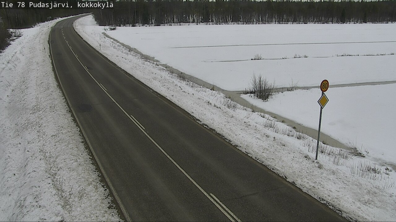 Weather Camera Image Väg 78 Pudasjärvi, Kokkokylä, Pudasjärvi, Pohjois-Pohjanmaa