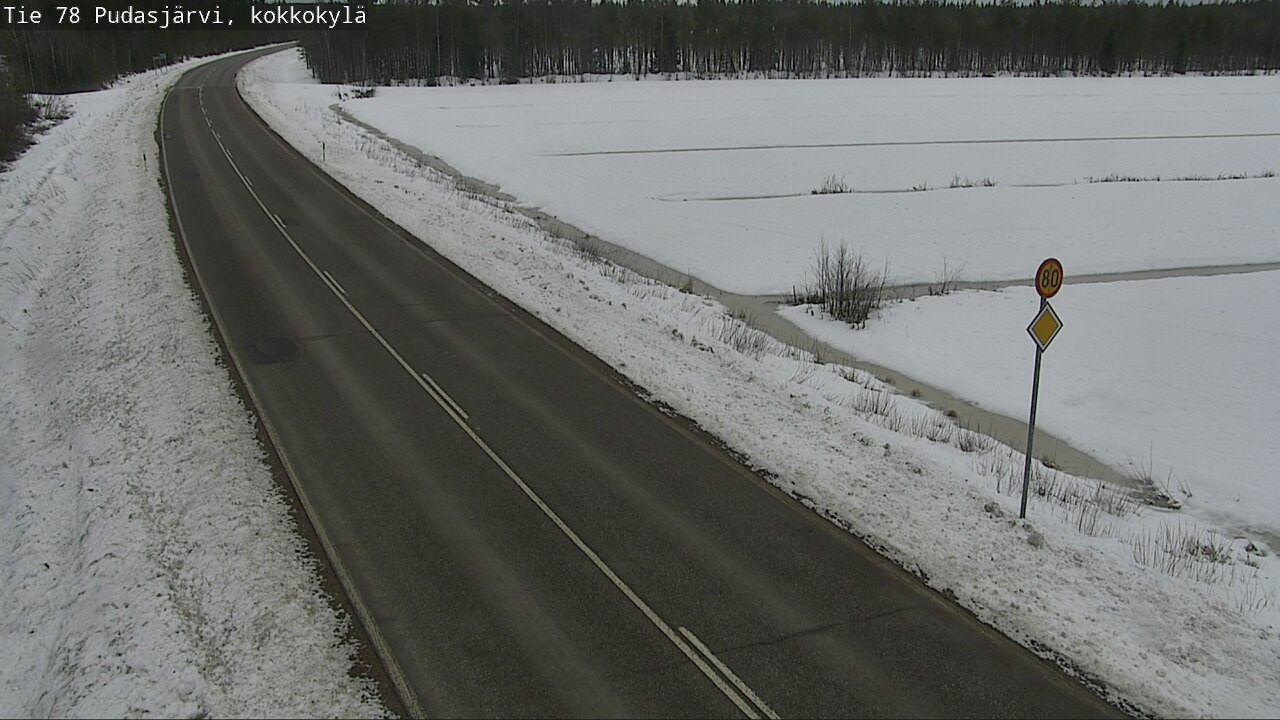 Weather Camera Image Väg 78 Pudasjärvi, Kokkokylä, Pudasjärvi, Pohjois-Pohjanmaa
