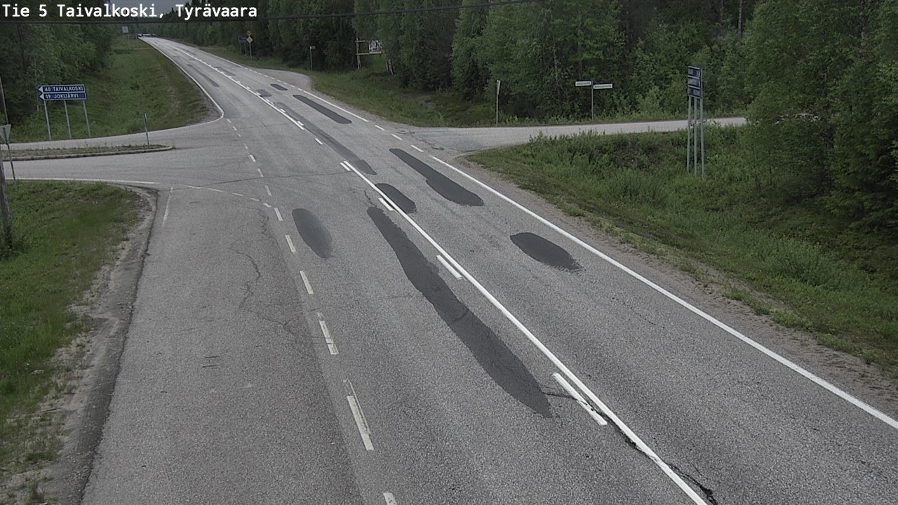 Weather Camera Image Väg 5 Taivalkoski, Tyrävaara, Taivalkoski, Pohjois-Pohjanmaa