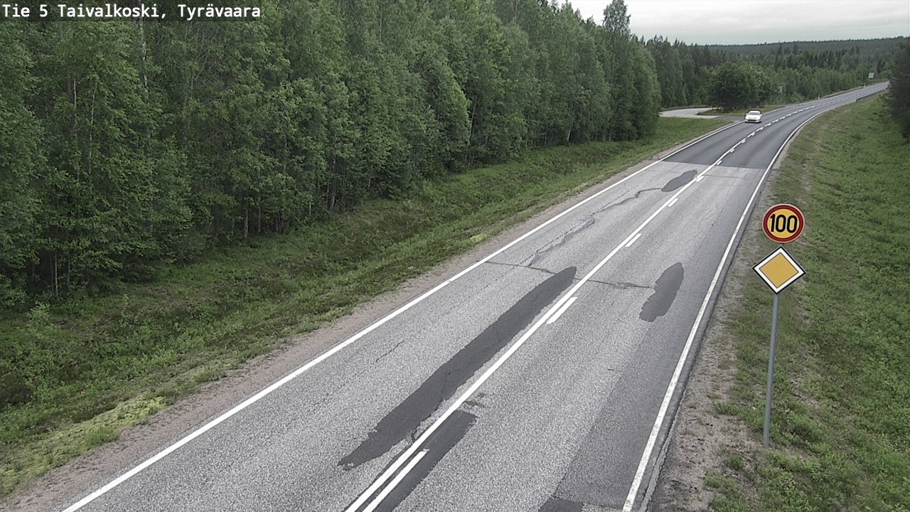 Weather Camera Image Väg 5 Taivalkoski, Tyrävaara, Taivalkoski, Pohjois-Pohjanmaa