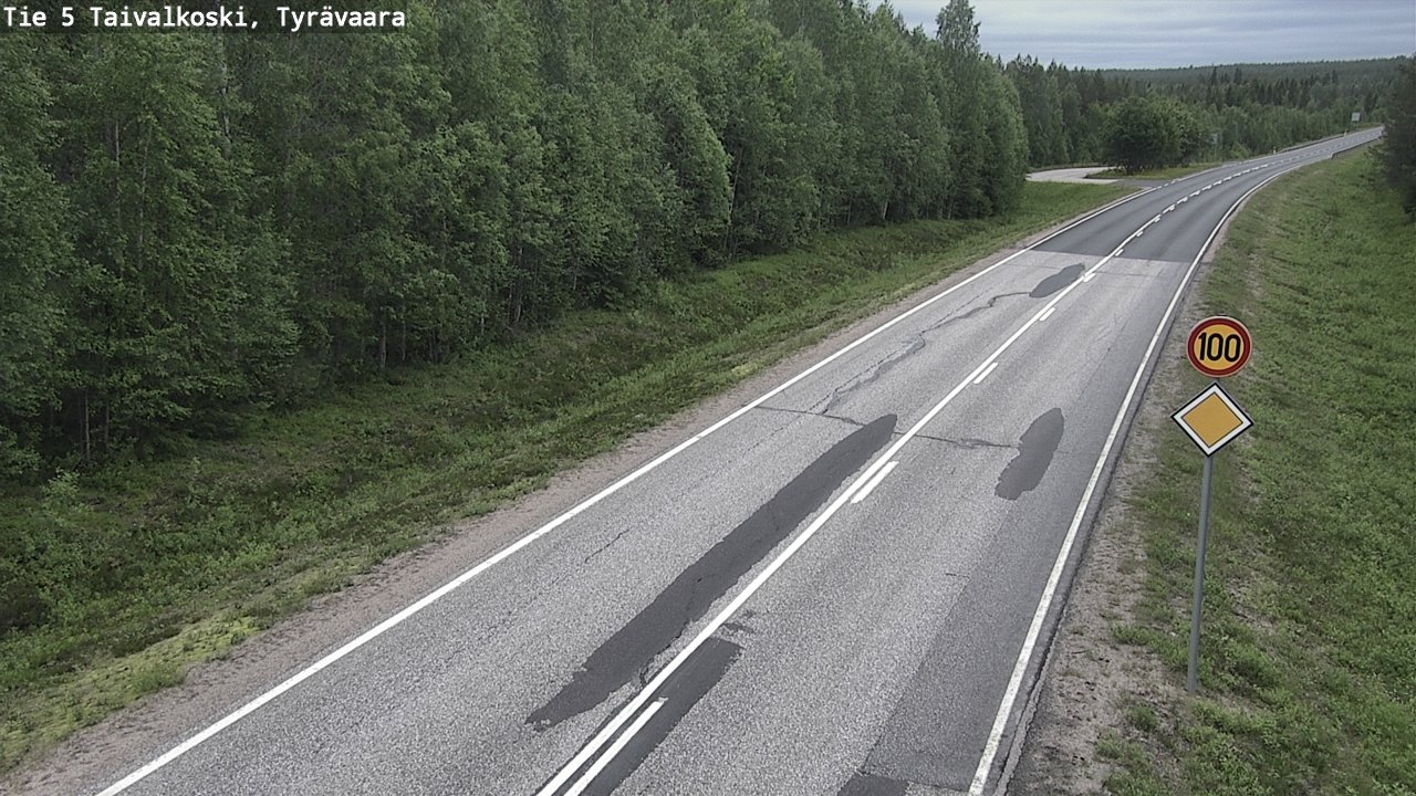 Weather Camera Image Väg 5 Taivalkoski, Tyrävaara, Taivalkoski, Pohjois-Pohjanmaa