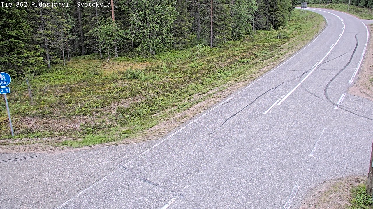 Weather Camera Image Road 862 Pudasjärvi, Syötekylä, Pudasjärvi, Pohjois-Pohjanmaa