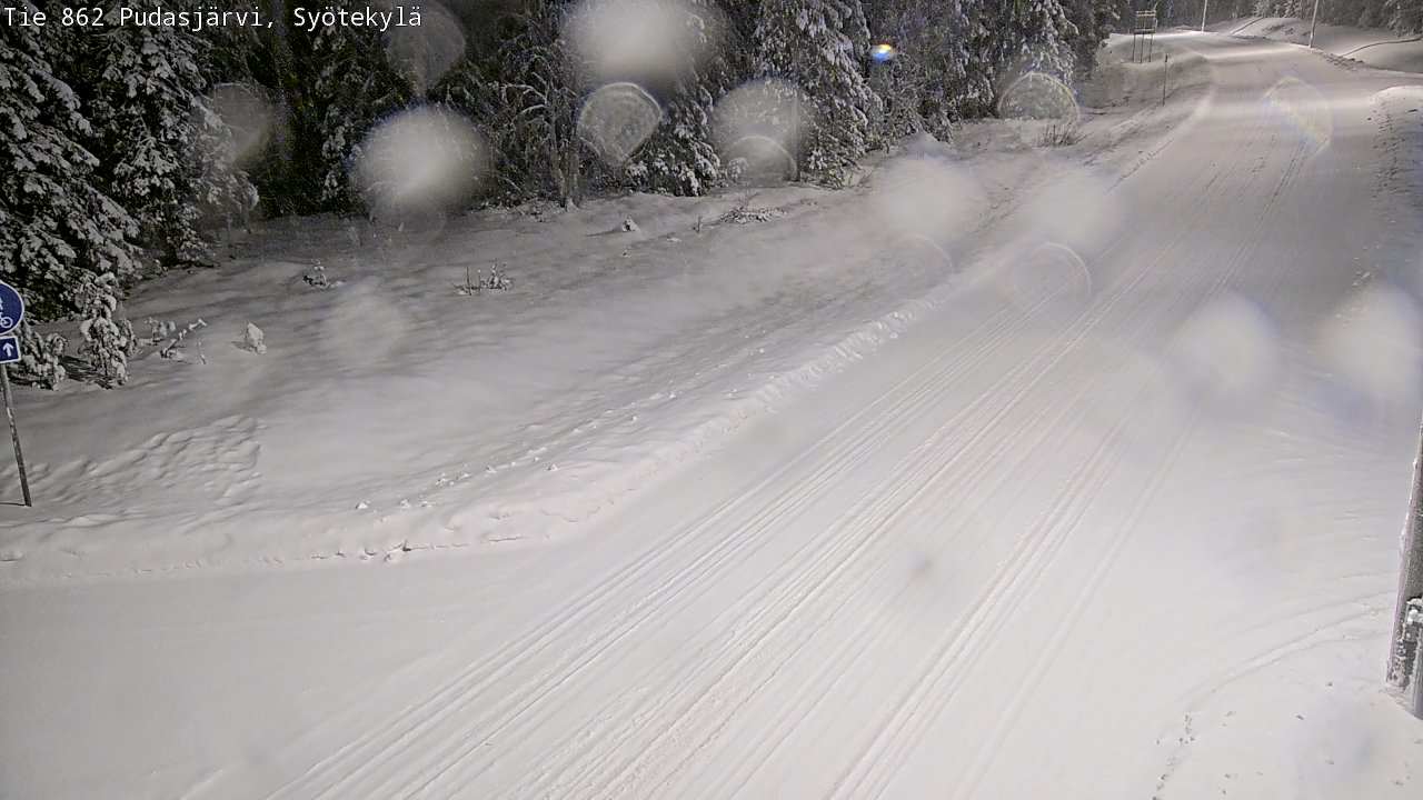 Weather Camera Image Road 862 Pudasjärvi, Syötekylä, Pudasjärvi, Pohjois-Pohjanmaa