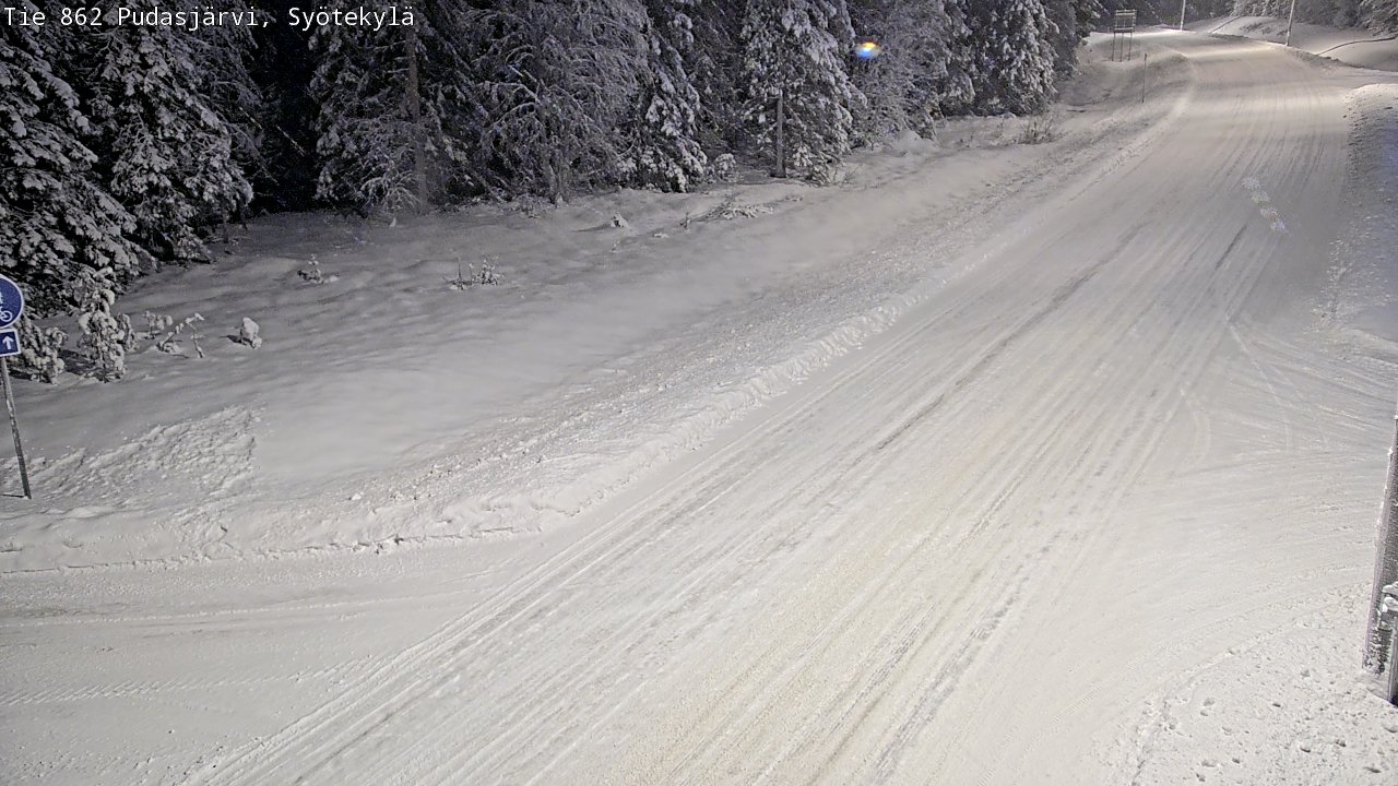 Weather Camera Image Road 862 Pudasjärvi, Syötekylä, Pudasjärvi, Pohjois-Pohjanmaa