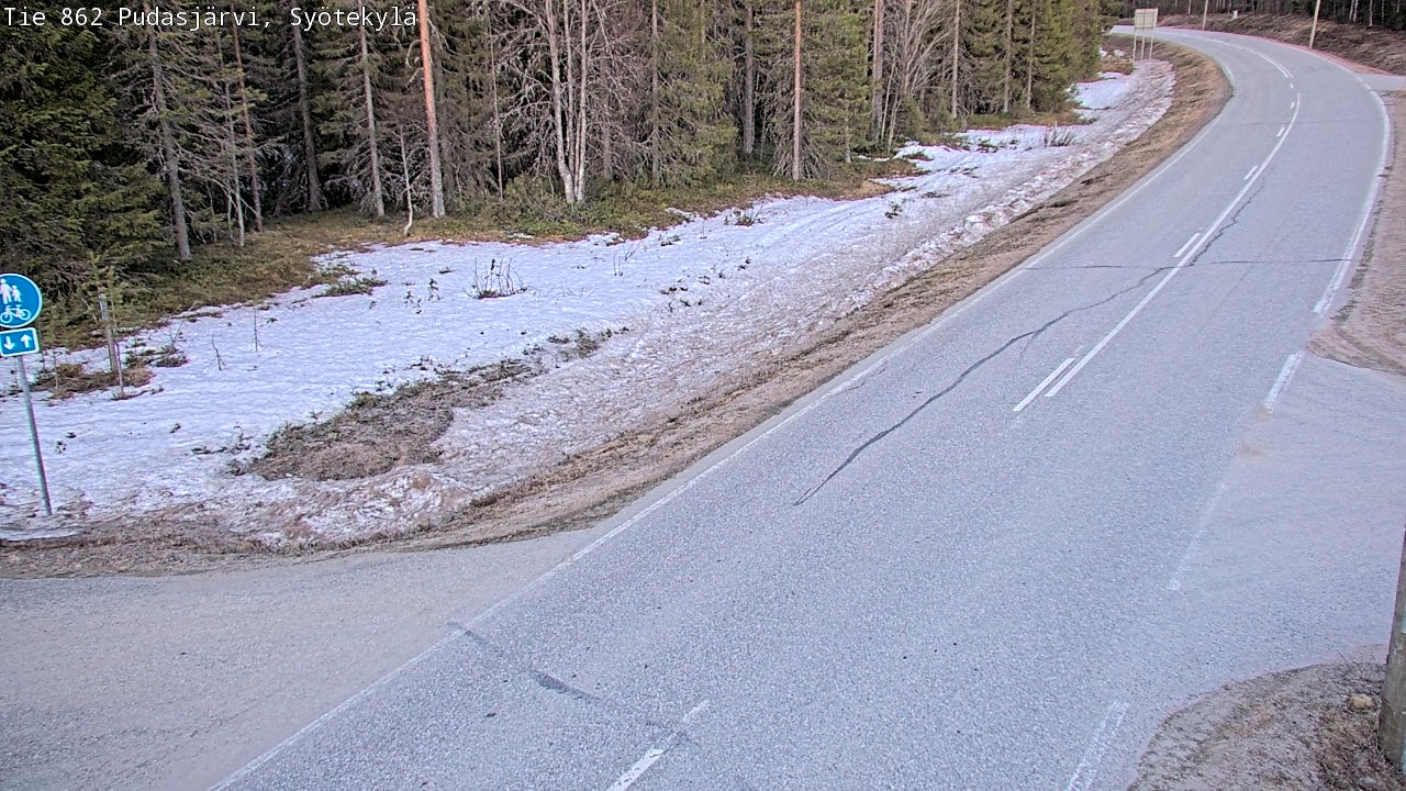Weather Camera Image Väg 862 Pudasjärvi, Syötekylä, Pudasjärvi, Pohjois-Pohjanmaa