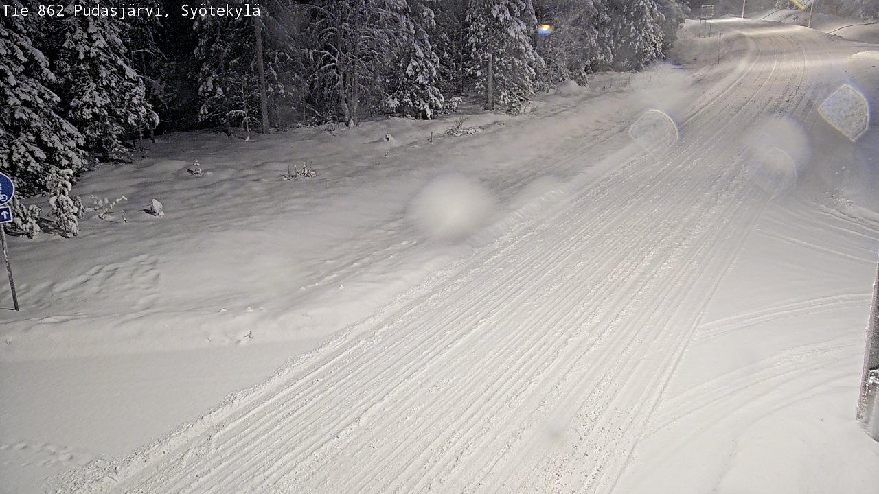 Weather Camera Image Road 862 Pudasjärvi, Syötekylä, Pudasjärvi, Pohjois-Pohjanmaa