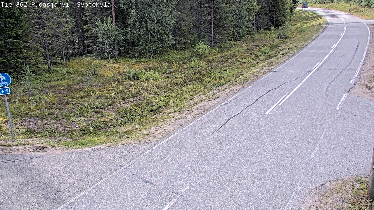 Weather Camera Image Road 862 Pudasjärvi, Syötekylä, Pudasjärvi, Pohjois-Pohjanmaa