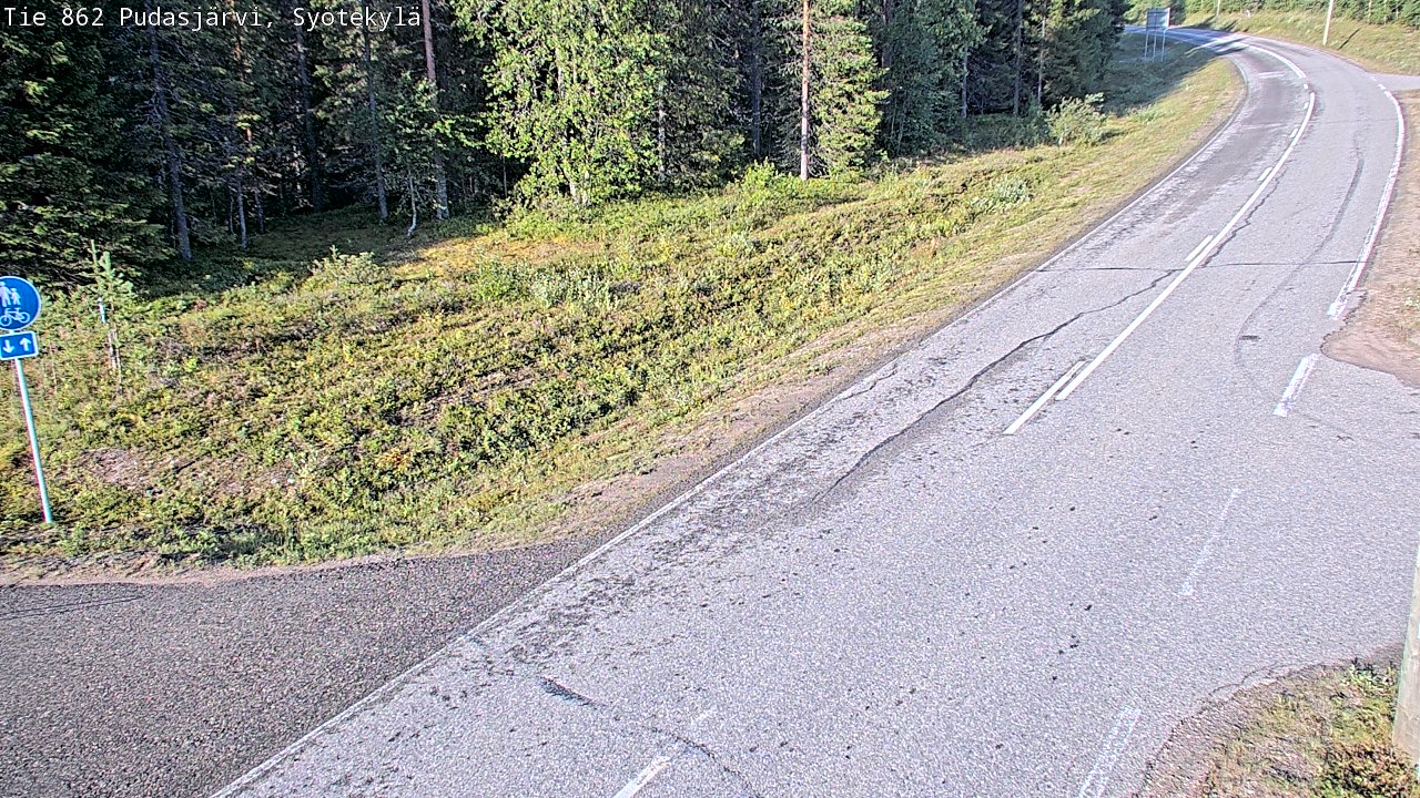 Weather Camera Image Road 862 Pudasjärvi, Syötekylä, Pudasjärvi, Pohjois-Pohjanmaa
