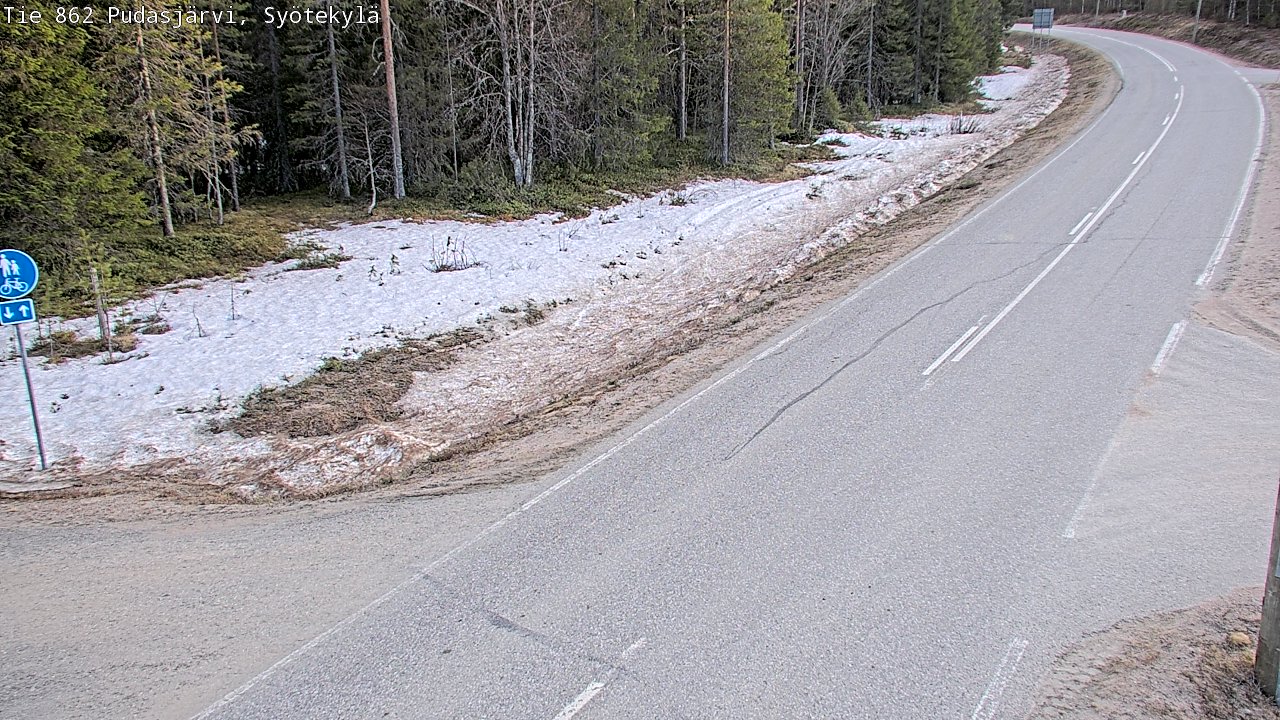 Weather Camera Image Väg 862 Pudasjärvi, Syötekylä, Pudasjärvi, Pohjois-Pohjanmaa