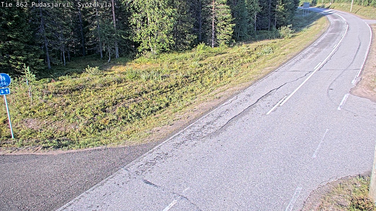 Weather Camera Image Road 862 Pudasjärvi, Syötekylä, Pudasjärvi, Pohjois-Pohjanmaa