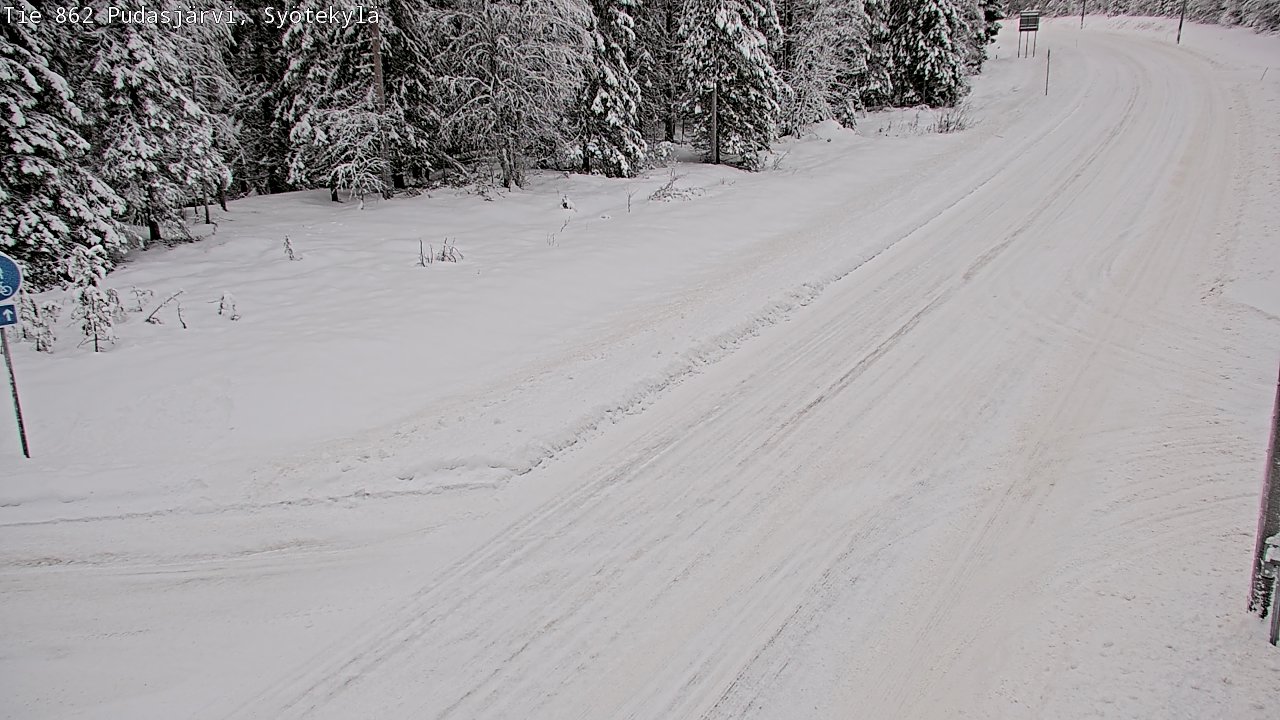 Weather Camera Image Road 862 Pudasjärvi, Syötekylä, Pudasjärvi, Pohjois-Pohjanmaa