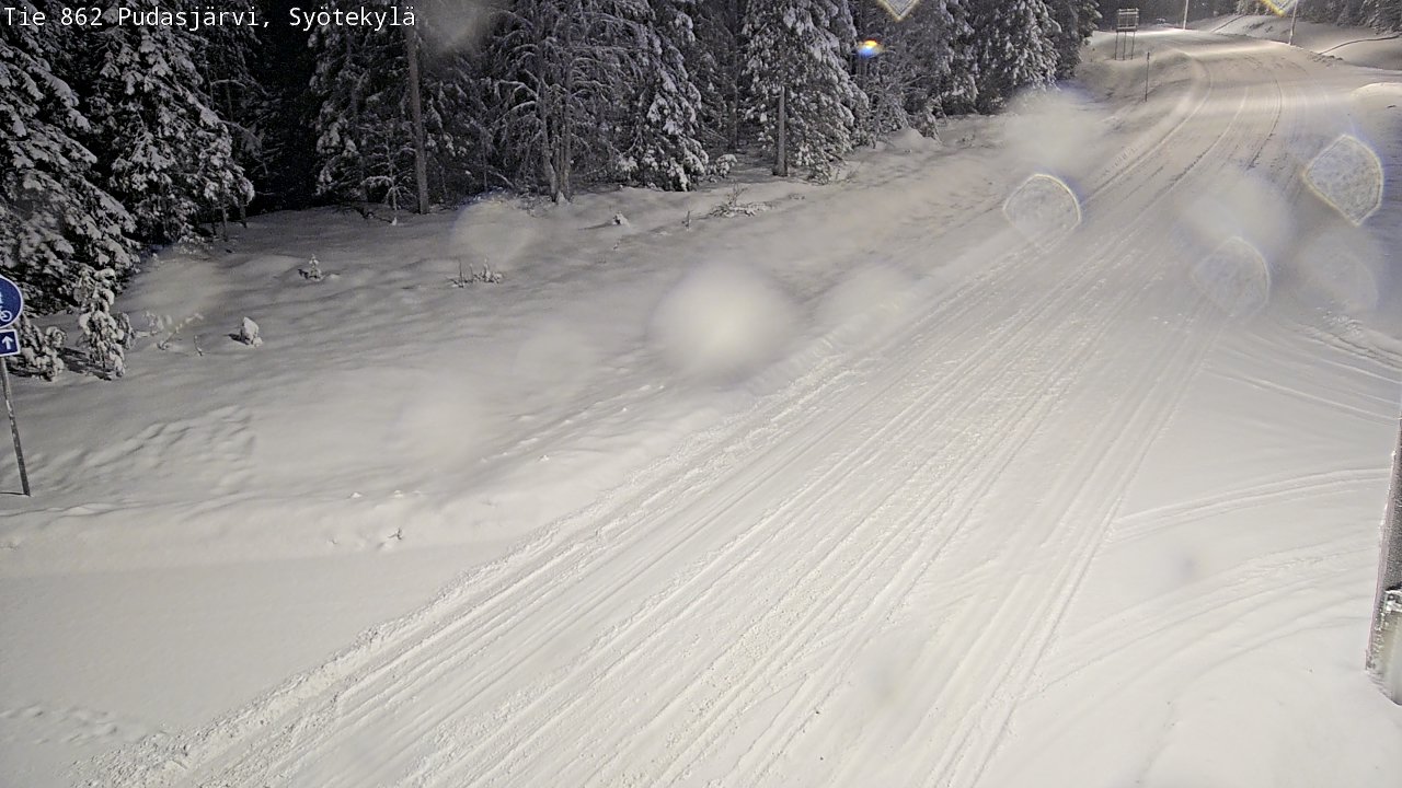 Weather Camera Image Road 862 Pudasjärvi, Syötekylä, Pudasjärvi, Pohjois-Pohjanmaa