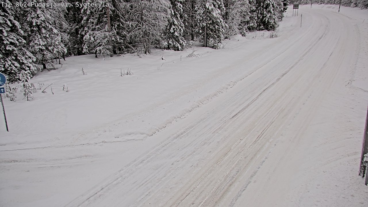 Weather Camera Image Road 862 Pudasjärvi, Syötekylä, Pudasjärvi, Pohjois-Pohjanmaa