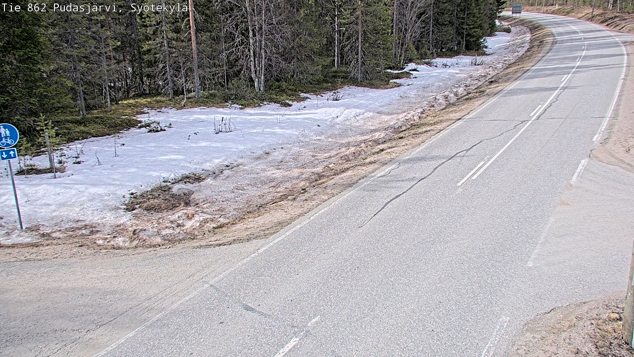 Weather Camera Image Väg 862 Pudasjärvi, Syötekylä, Pudasjärvi, Pohjois-Pohjanmaa