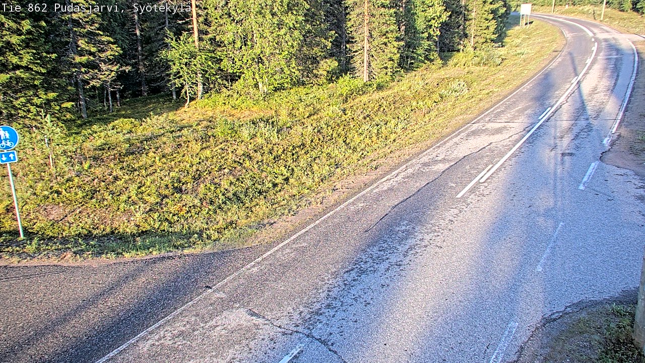 Weather Camera Image Road 862 Pudasjärvi, Syötekylä, Pudasjärvi, Pohjois-Pohjanmaa