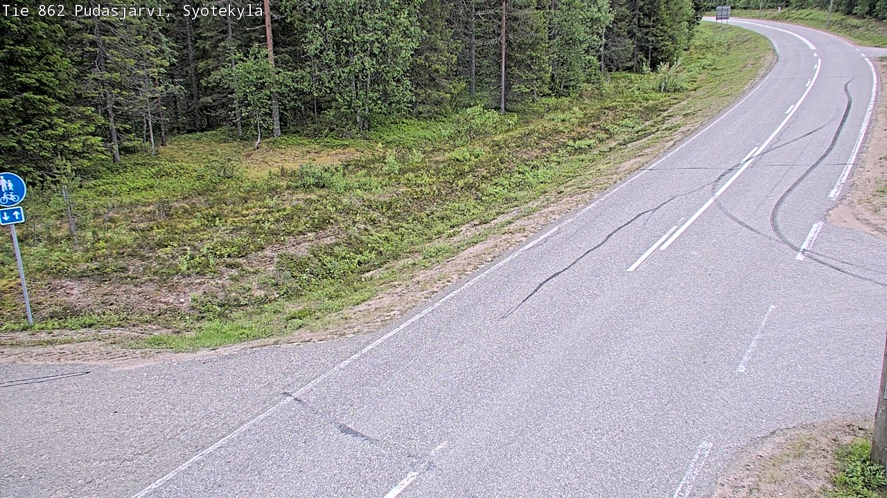 Weather Camera Image Väg 862 Pudasjärvi, Syötekylä, Pudasjärvi, Pohjois-Pohjanmaa