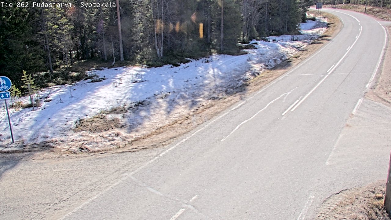 Weather Camera Image Väg 862 Pudasjärvi, Syötekylä, Pudasjärvi, Pohjois-Pohjanmaa