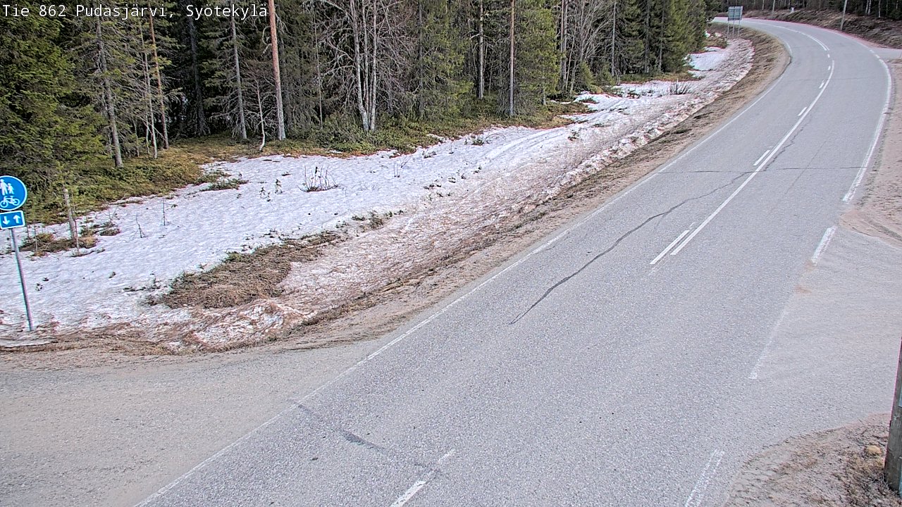 Weather Camera Image Väg 862 Pudasjärvi, Syötekylä, Pudasjärvi, Pohjois-Pohjanmaa