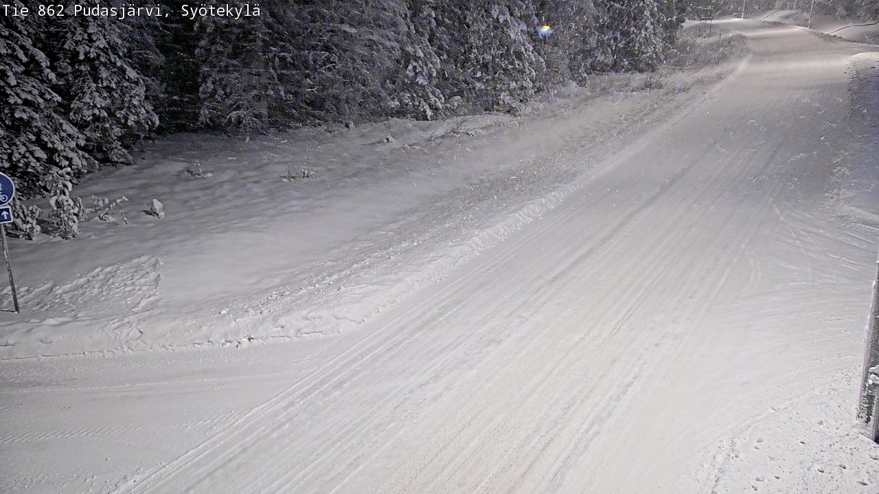 Weather Camera Image Road 862 Pudasjärvi, Syötekylä, Pudasjärvi, Pohjois-Pohjanmaa