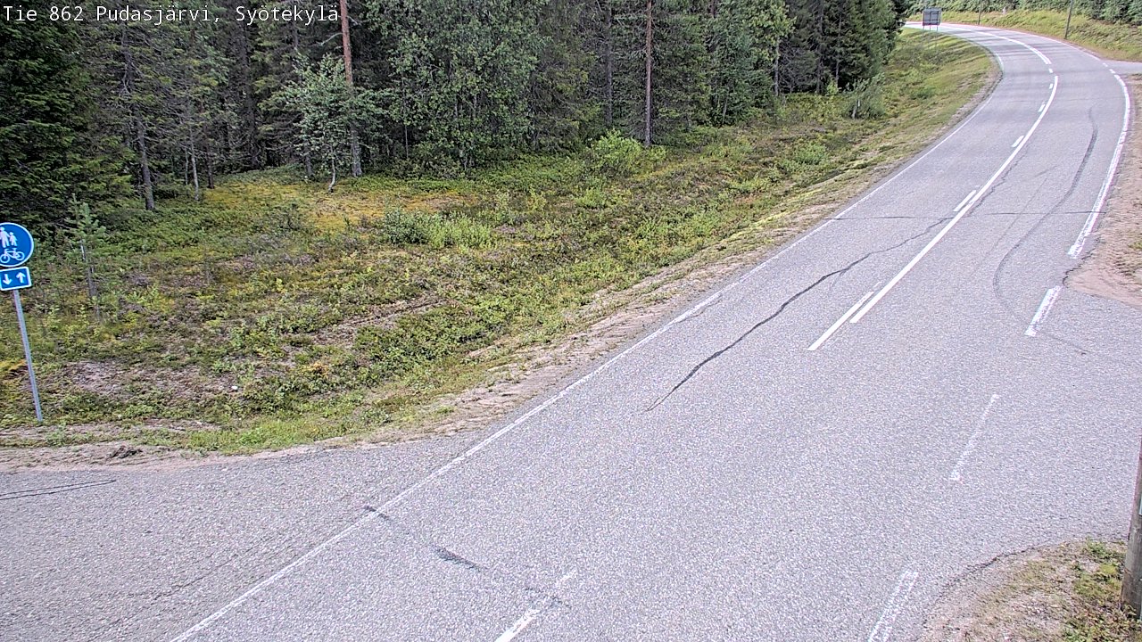 Weather Camera Image Road 862 Pudasjärvi, Syötekylä, Pudasjärvi, Pohjois-Pohjanmaa