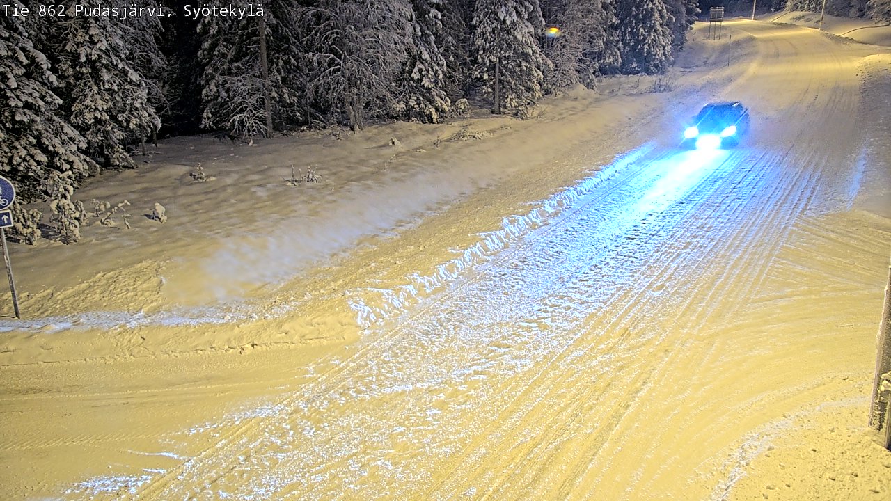 Weather Camera Image Road 862 Pudasjärvi, Syötekylä, Pudasjärvi, Pohjois-Pohjanmaa