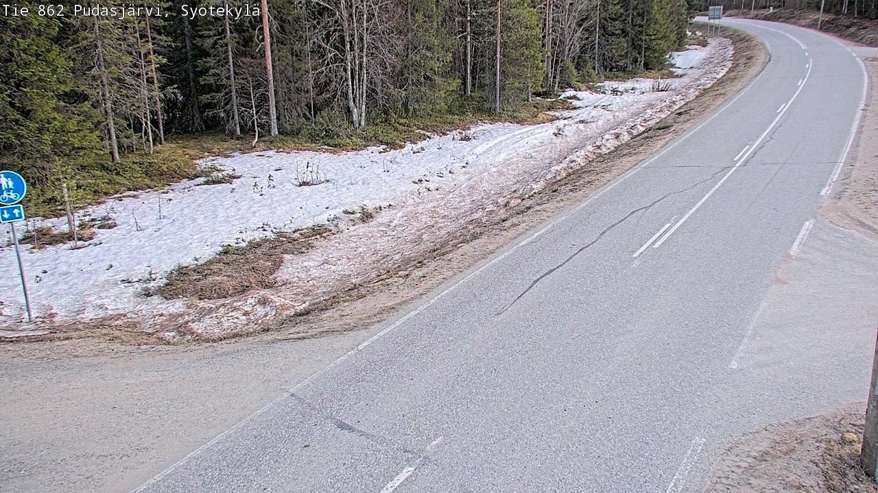 Weather Camera Image Väg 862 Pudasjärvi, Syötekylä, Pudasjärvi, Pohjois-Pohjanmaa