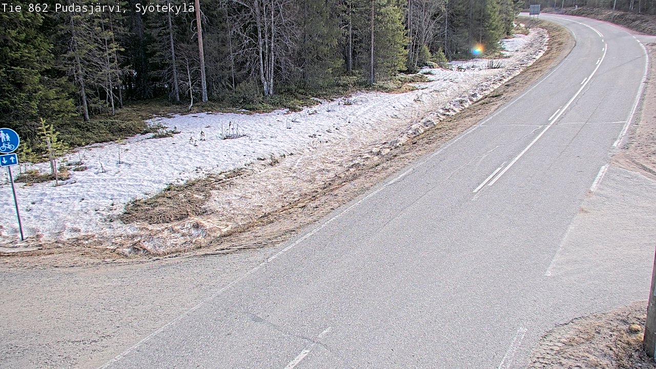Weather Camera Image Väg 862 Pudasjärvi, Syötekylä, Pudasjärvi, Pohjois-Pohjanmaa