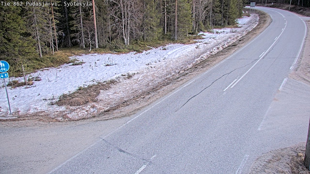 Weather Camera Image Väg 862 Pudasjärvi, Syötekylä, Pudasjärvi, Pohjois-Pohjanmaa