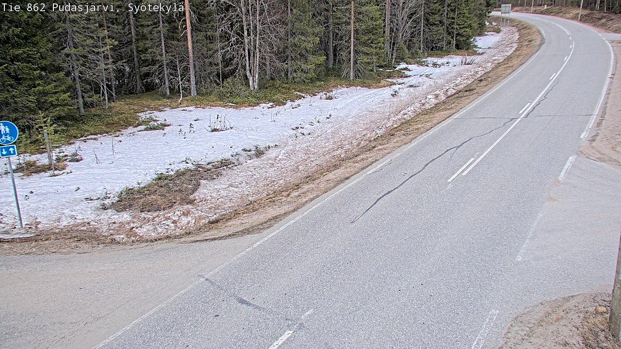 Weather Camera Image Road 862 Pudasjärvi, Syötekylä, Pudasjärvi, Pohjois-Pohjanmaa