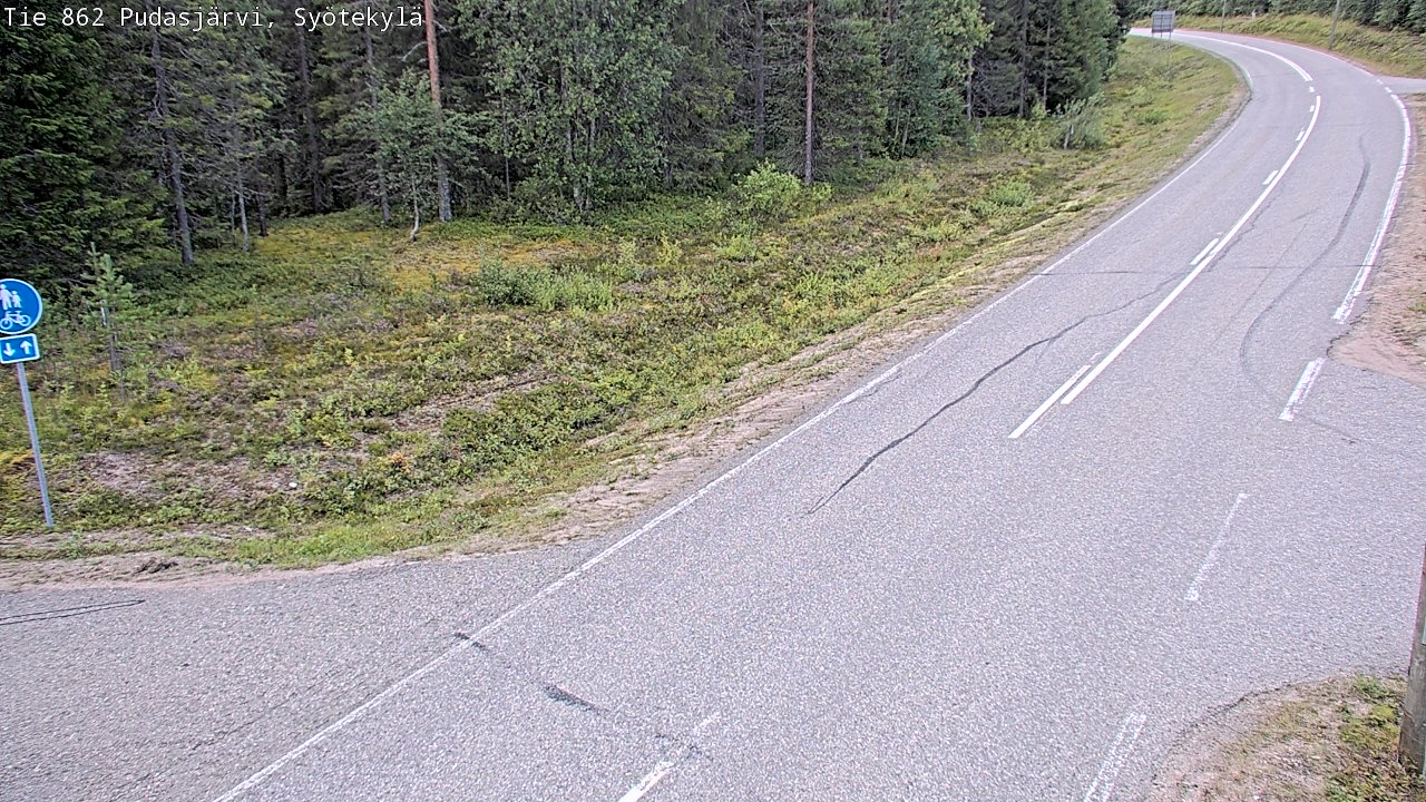 Weather Camera Image Road 862 Pudasjärvi, Syötekylä, Pudasjärvi, Pohjois-Pohjanmaa