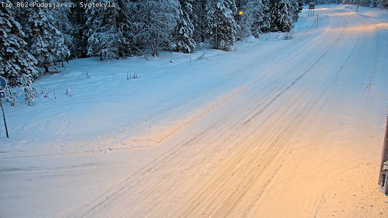 Weather Camera Image Road 862 Pudasjärvi, Syötekylä, Pudasjärvi, Pohjois-Pohjanmaa