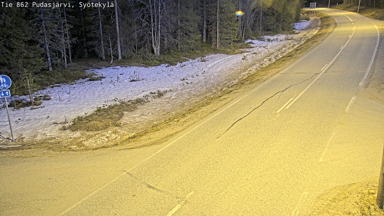 Weather Camera Image Väg 862 Pudasjärvi, Syötekylä, Pudasjärvi, Pohjois-Pohjanmaa