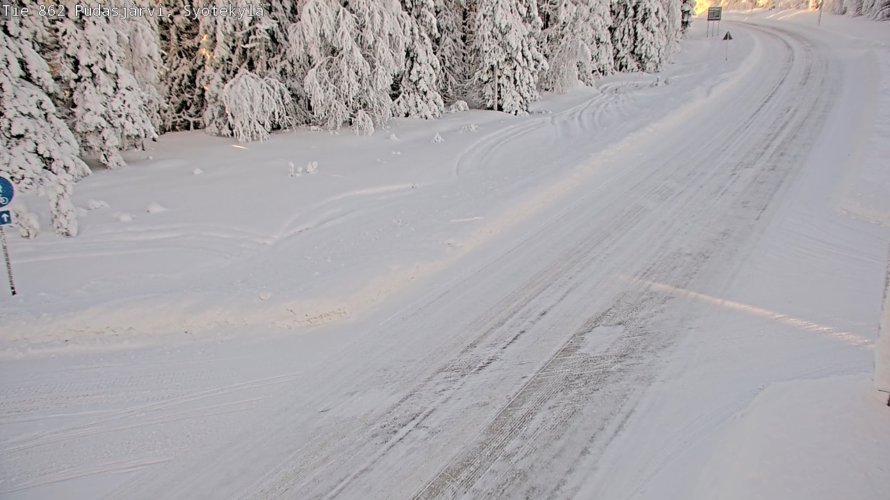 Weather Camera Image Road 862 Pudasjärvi, Syötekylä, Pudasjärvi, Pohjois-Pohjanmaa