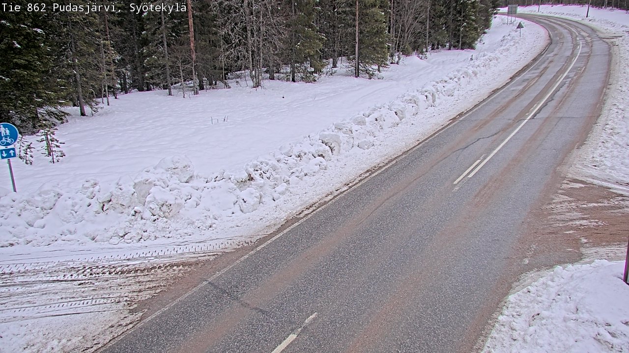 Weather Camera Image Road 862 Pudasjärvi, Syötekylä, Pudasjärvi, Pohjois-Pohjanmaa