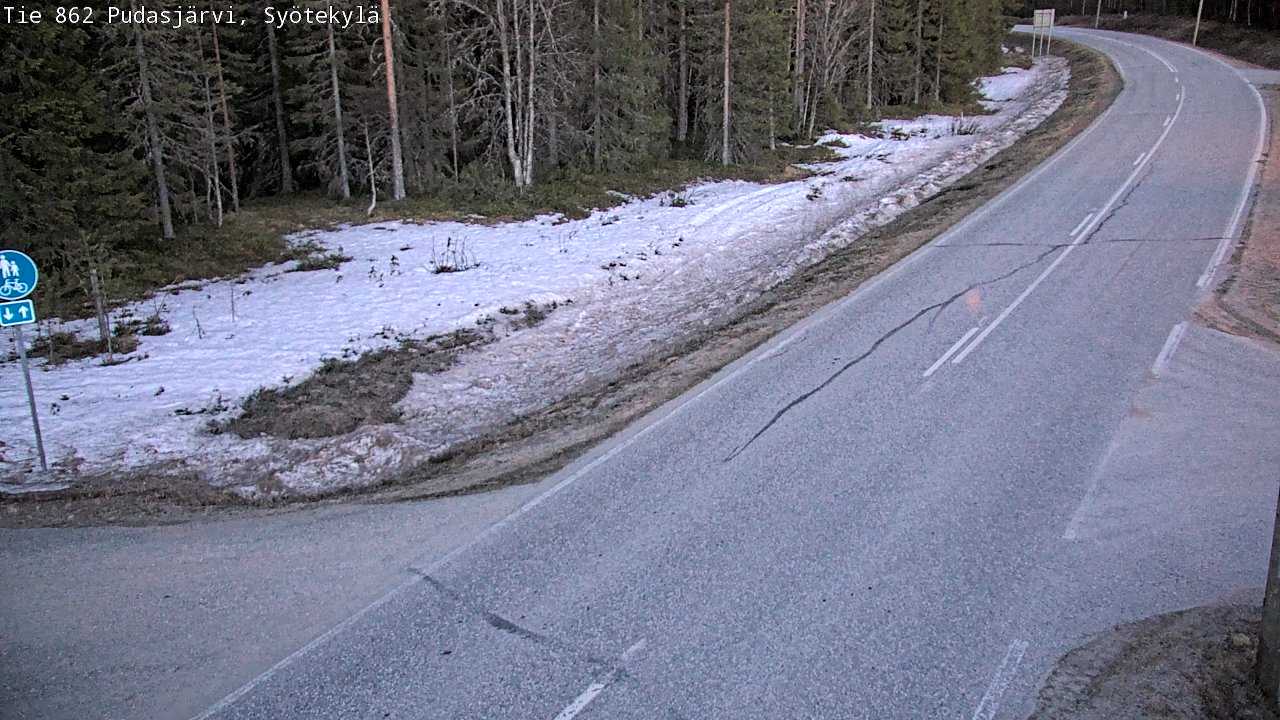 Weather Camera Image Väg 862 Pudasjärvi, Syötekylä, Pudasjärvi, Pohjois-Pohjanmaa