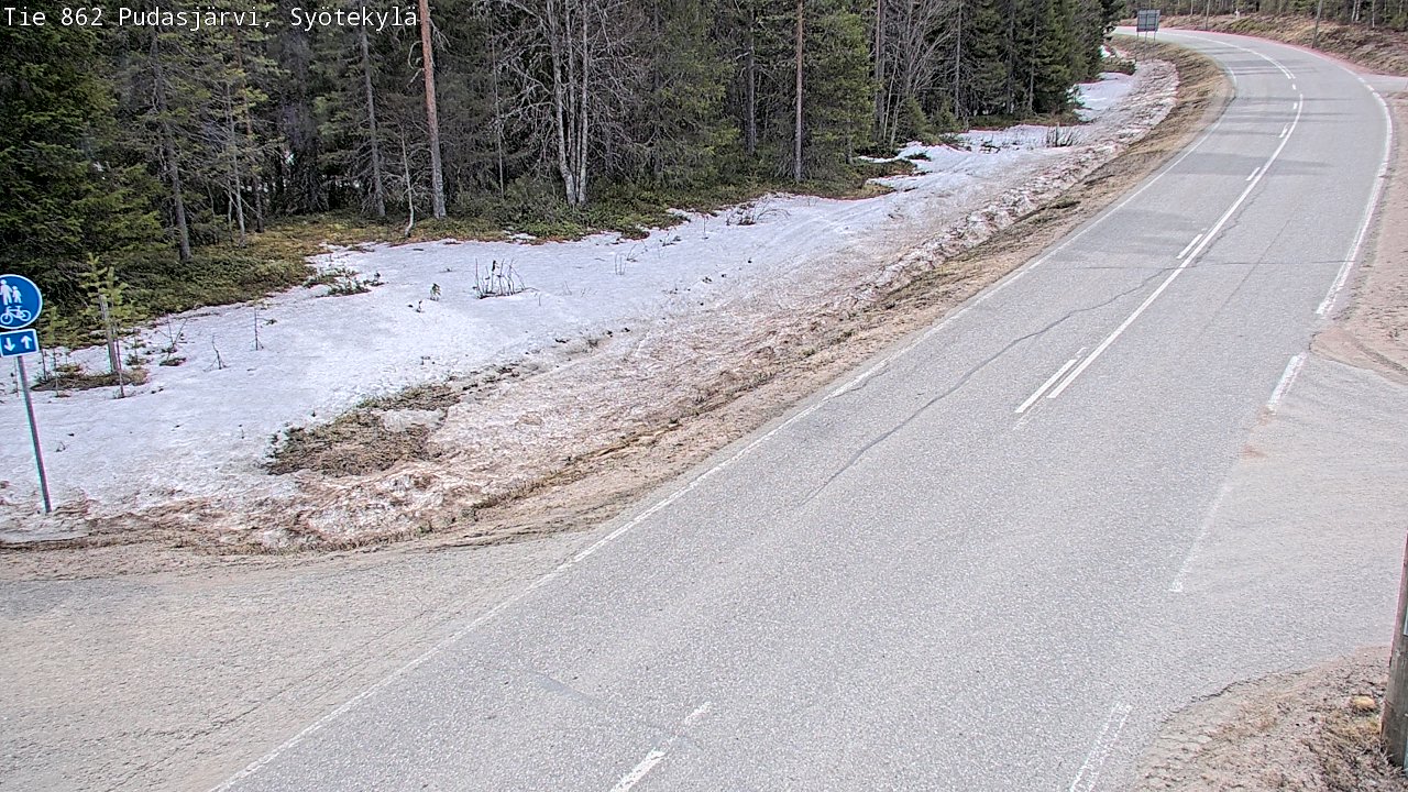 Weather Camera Image Väg 862 Pudasjärvi, Syötekylä, Pudasjärvi, Pohjois-Pohjanmaa