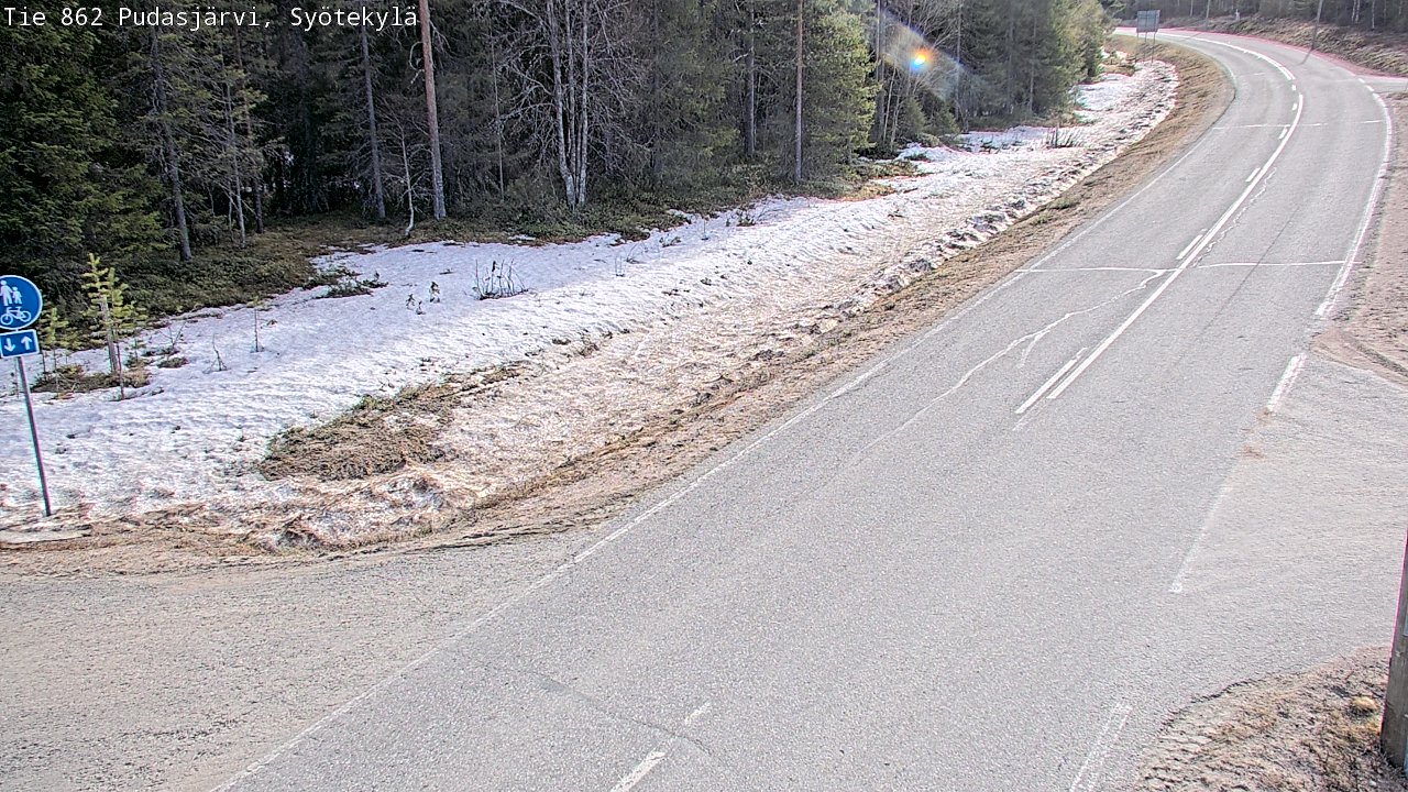 Weather Camera Image Väg 862 Pudasjärvi, Syötekylä, Pudasjärvi, Pohjois-Pohjanmaa