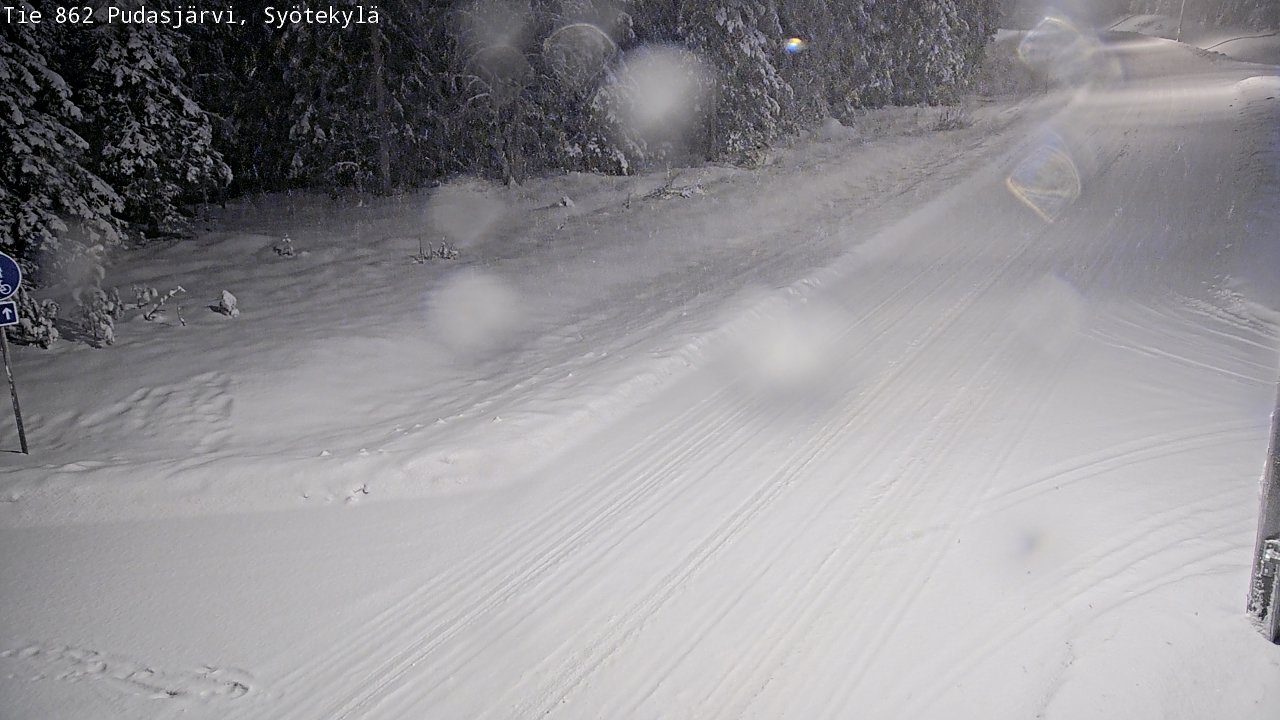 Weather Camera Image Road 862 Pudasjärvi, Syötekylä, Pudasjärvi, Pohjois-Pohjanmaa
