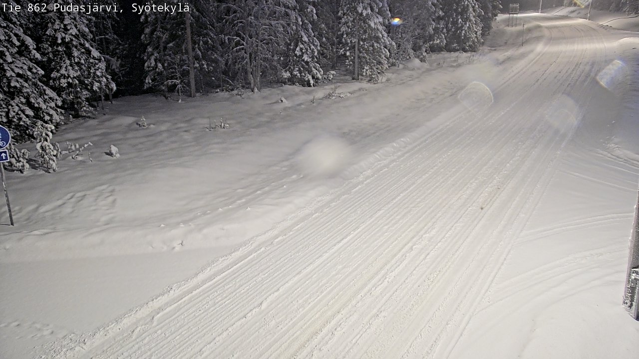 Weather Camera Image Road 862 Pudasjärvi, Syötekylä, Pudasjärvi, Pohjois-Pohjanmaa