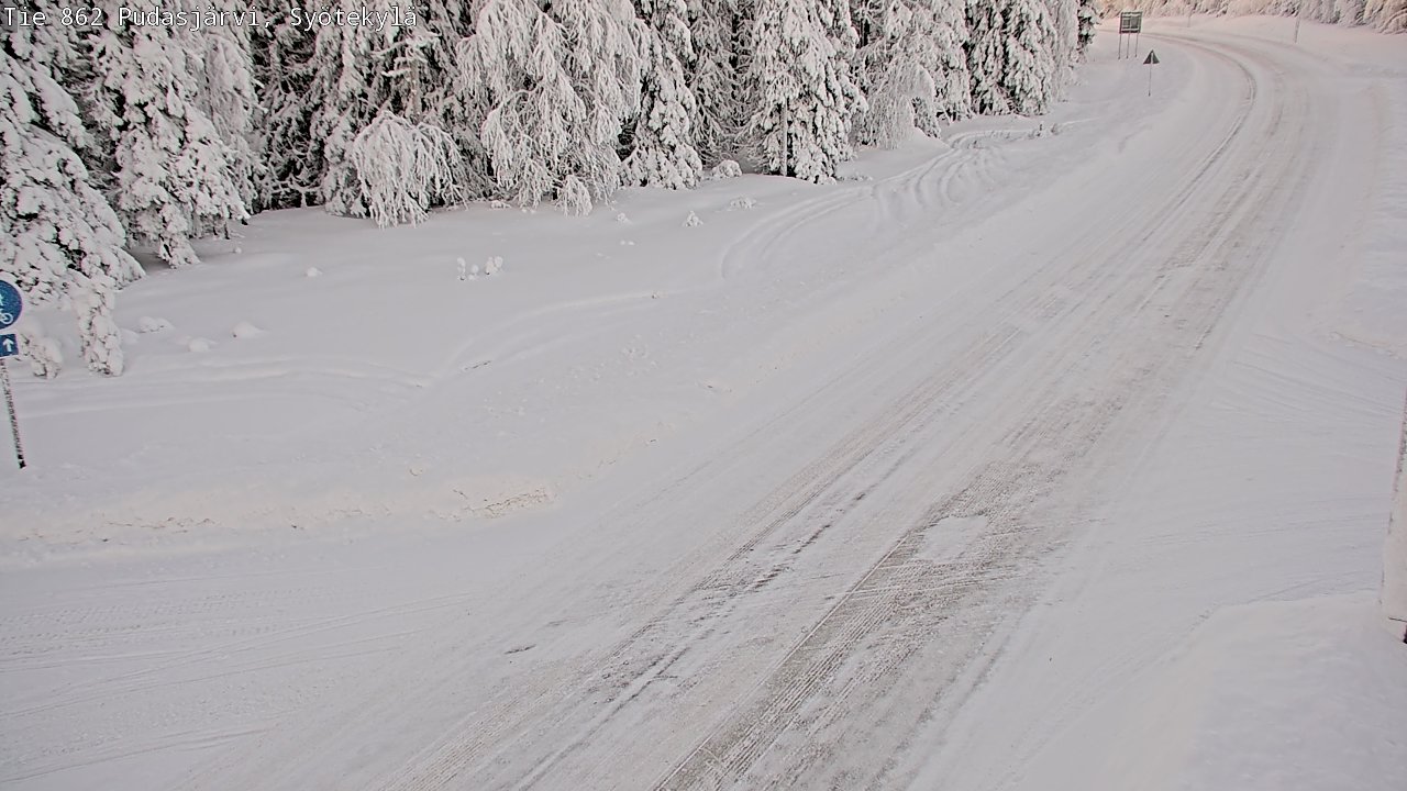 Weather Camera Image Road 862 Pudasjärvi, Syötekylä, Pudasjärvi, Pohjois-Pohjanmaa