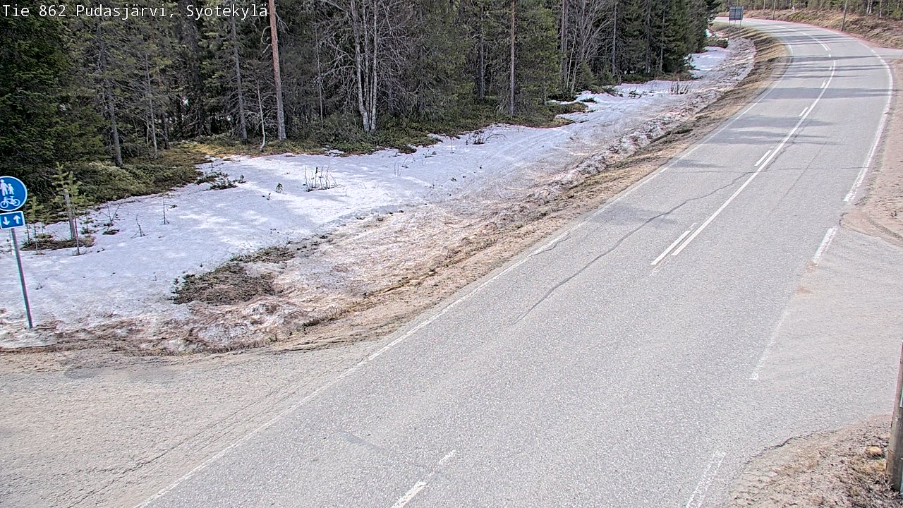 Weather Camera Image Väg 862 Pudasjärvi, Syötekylä, Pudasjärvi, Pohjois-Pohjanmaa