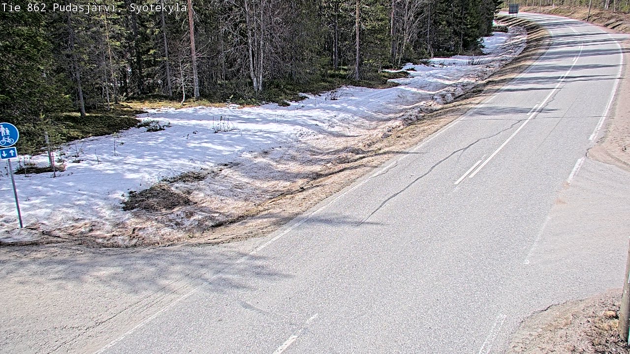 Weather Camera Image Väg 862 Pudasjärvi, Syötekylä, Pudasjärvi, Pohjois-Pohjanmaa