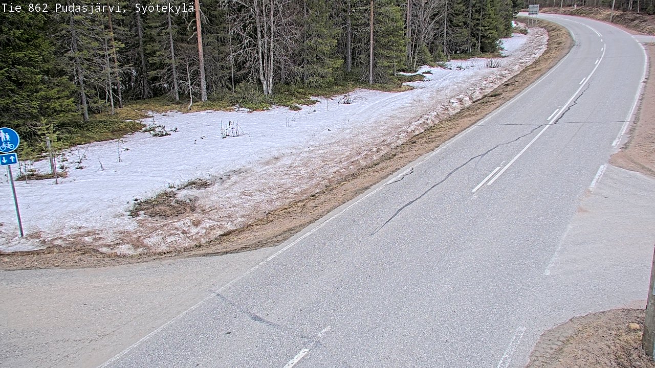 Weather Camera Image Väg 862 Pudasjärvi, Syötekylä, Pudasjärvi, Pohjois-Pohjanmaa